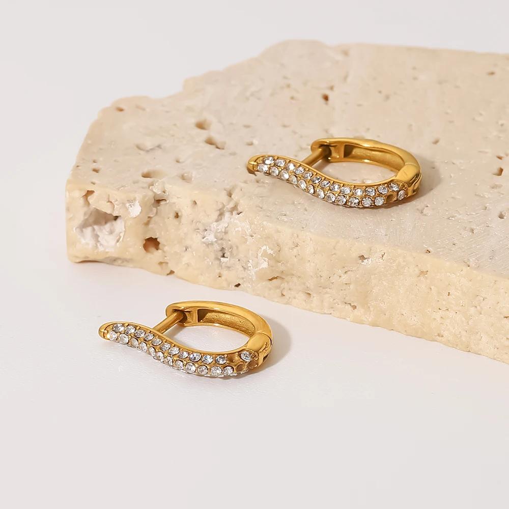 Athena Crystal Curve Hoop Earrings