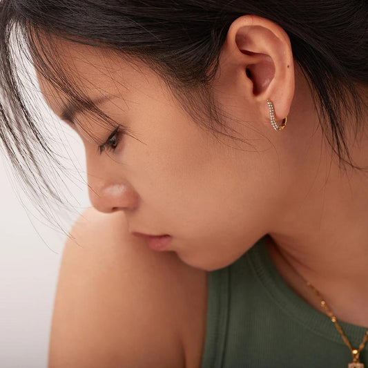 Athena Crystal Curve Hoop Earrings