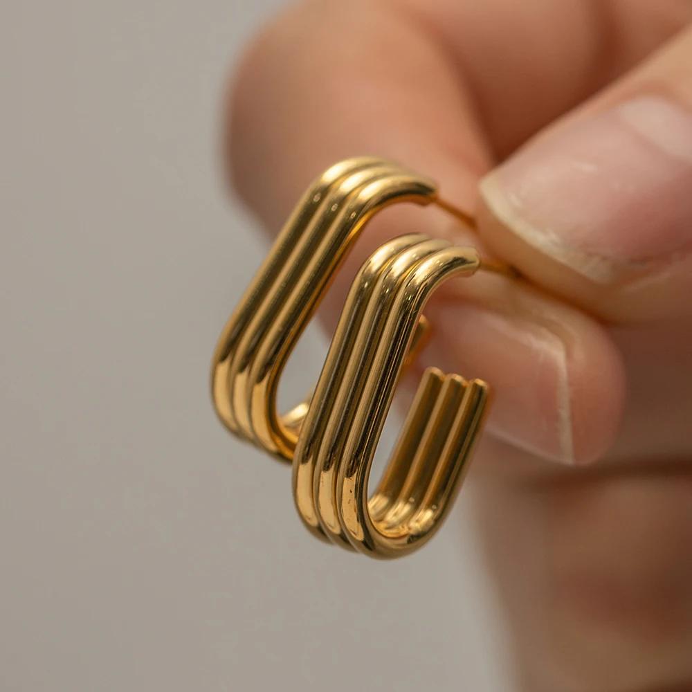 Gala Arc Gold Plated U-Hoop Earrings