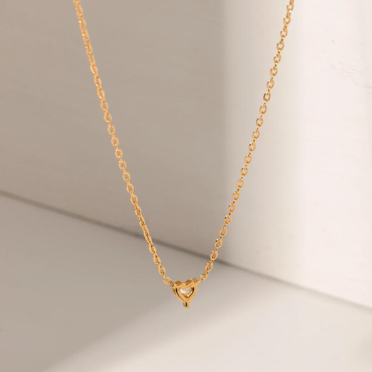 Luna Love Minimal Crystal Heart Necklace