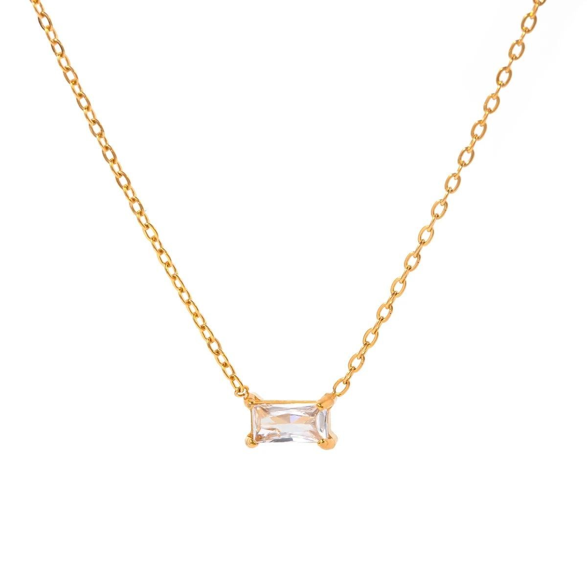 Cleopatra Chic Gold Chain with Small Rectangle Pendant
