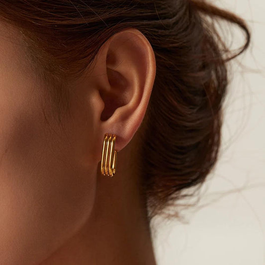 Gala Arc Gold Plated U-Hoop Earrings