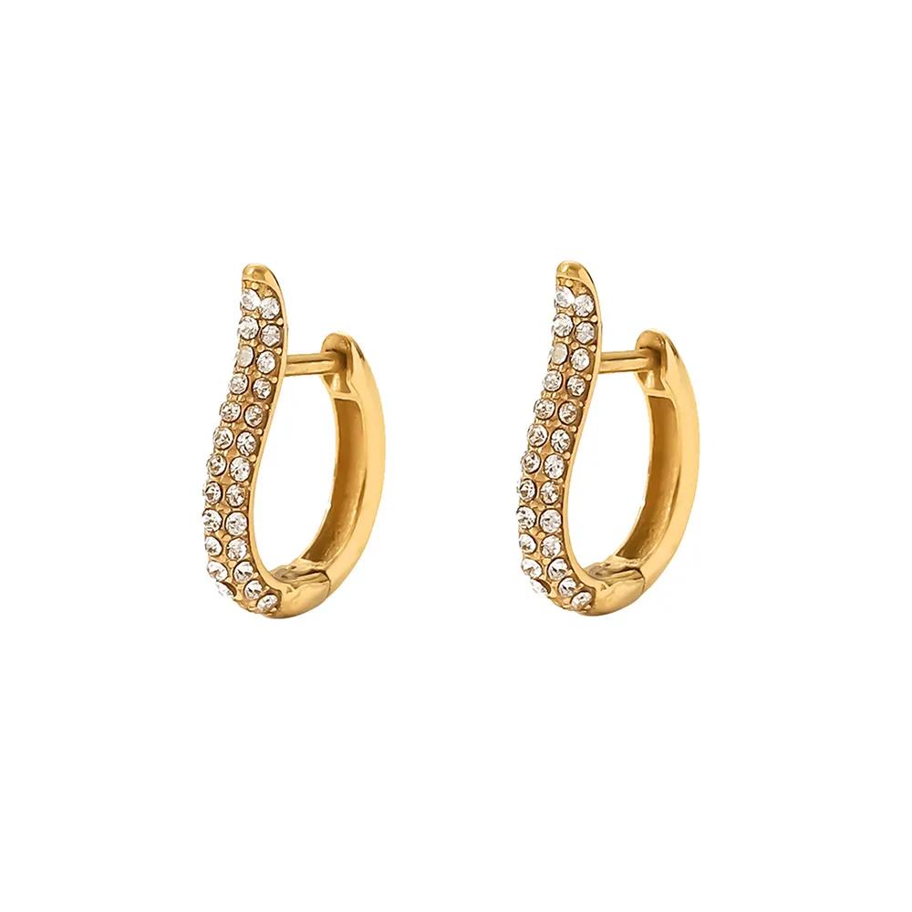 Athena Crystal Curve Hoop Earrings