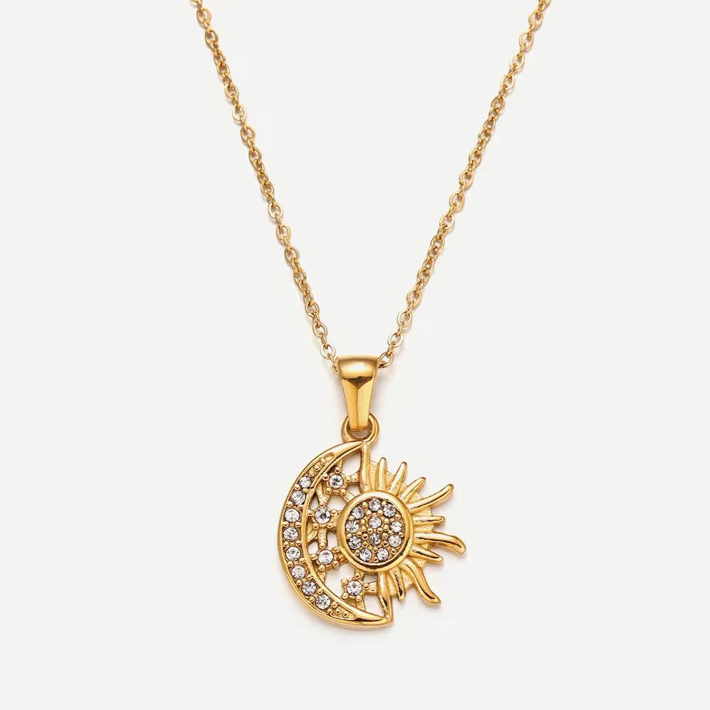 Nova Necklace | 18K Gold-Plated Sun and Moon Pendant with Crystals