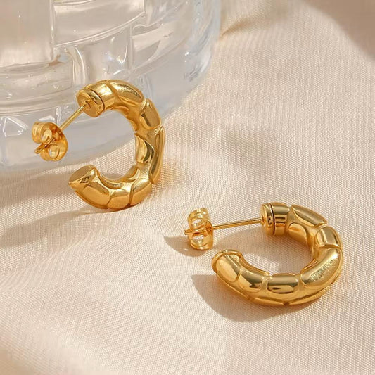 Soul Note Engraved Hoop Earings