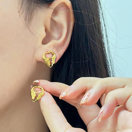 Phoenix Glint Abstract Wing Stud Earrings