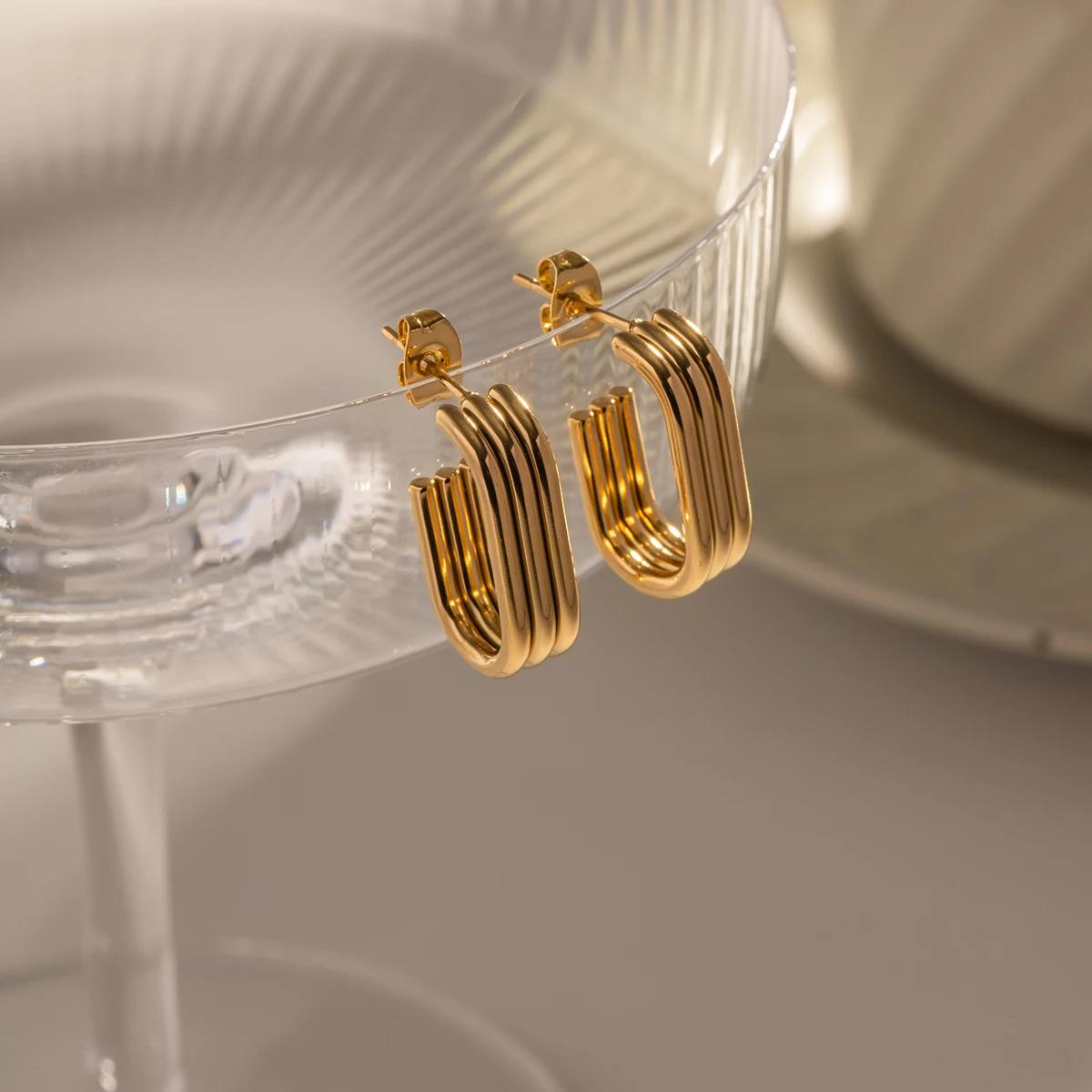 Gala Arc Gold Plated U-Hoop Earrings