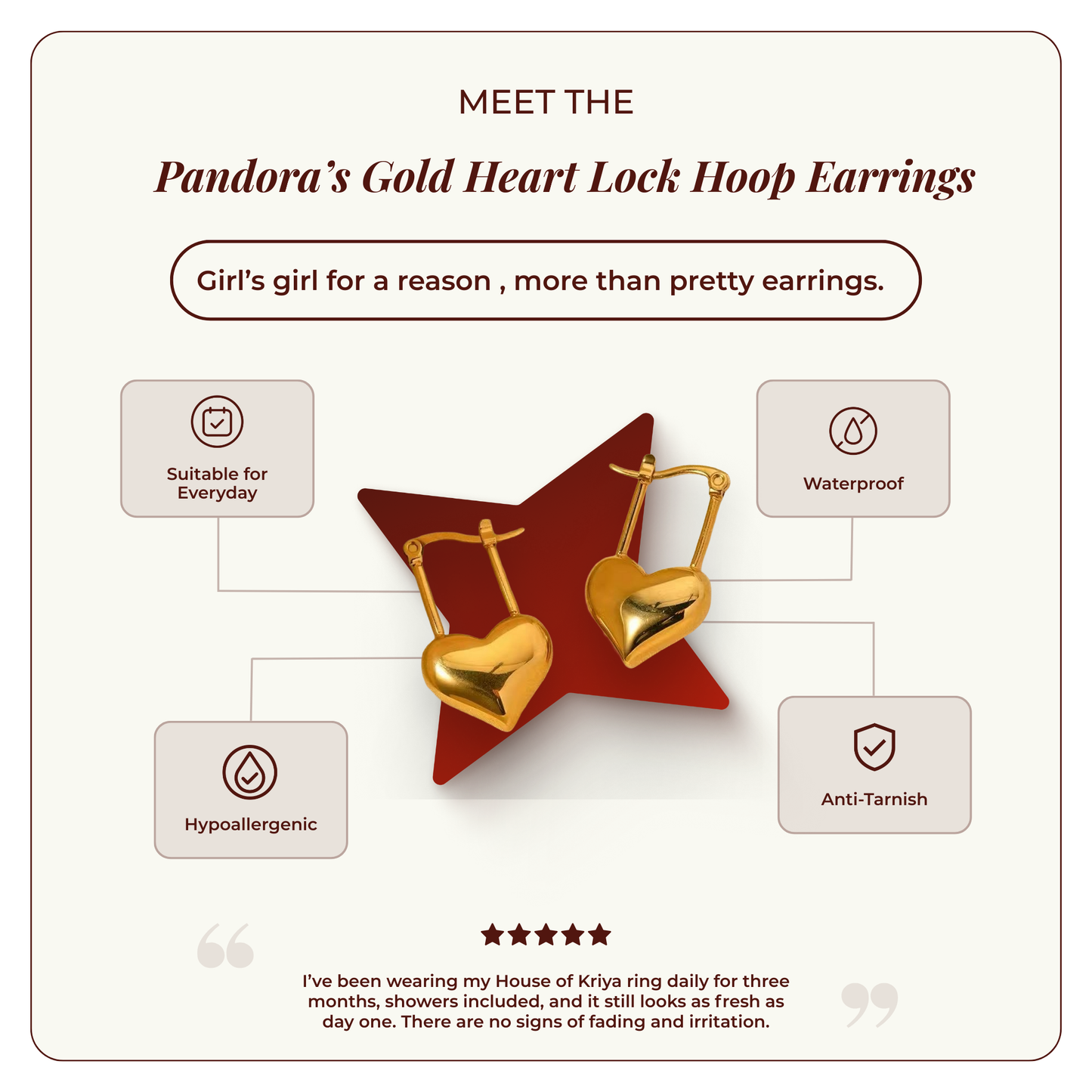 Pandora’s Gold Heart Lock Hoop Earrings