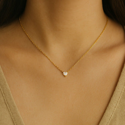 Luna Love Minimal Crystal Heart Necklace