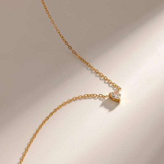 Luna Love Minimal Crystal Heart Necklace