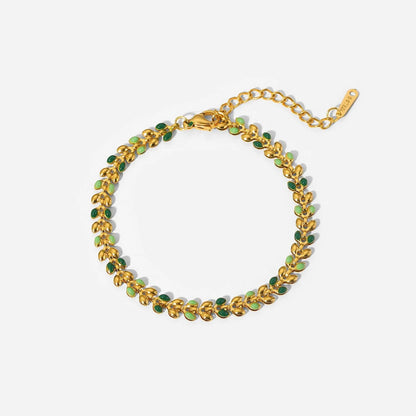 Elowen Gold Plated Bracelet with Dual-Tone Green Beads