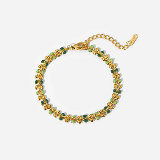 Elowen Gold Plated Bracelet with Dual-Tone Green Beads